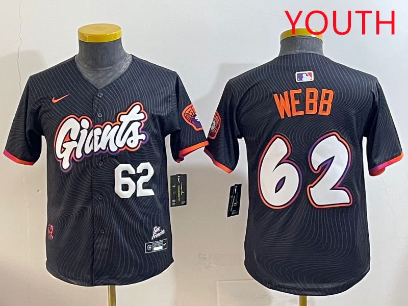 Youth San Francisco Giants #62 Webb Black Joint Name 2025 Nike MLB Jersey style 5->youth mlb jersey->Youth Jersey